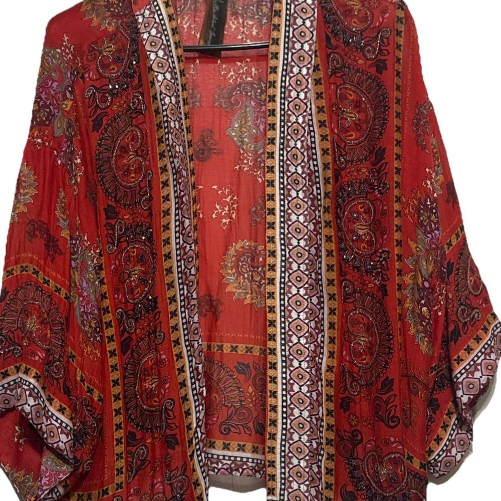 ARATTA Silent Journey Beaded Kimono Cardigan One Size Boho Festival